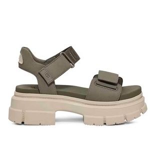 UGG AshtonLeather Ankle Strap Platform Sandals Moss Green SZ 9 or 10 NEW